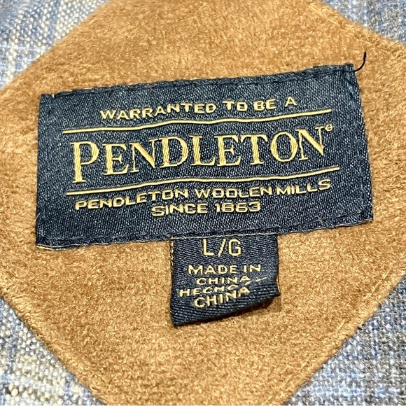 PENDLETON Ivory Fleece Full Zip Jacket Sz Large Wool Plaid‎ Lined Sherpa Coat - Picture 8 of 12